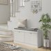 Narrow Storage Bench, Upholstered Entry Way Bench, Shoe Rack Bench With 2 Flip Drawers, 2 Vents For 8 Pairs Of Shoes_maomaolike.com