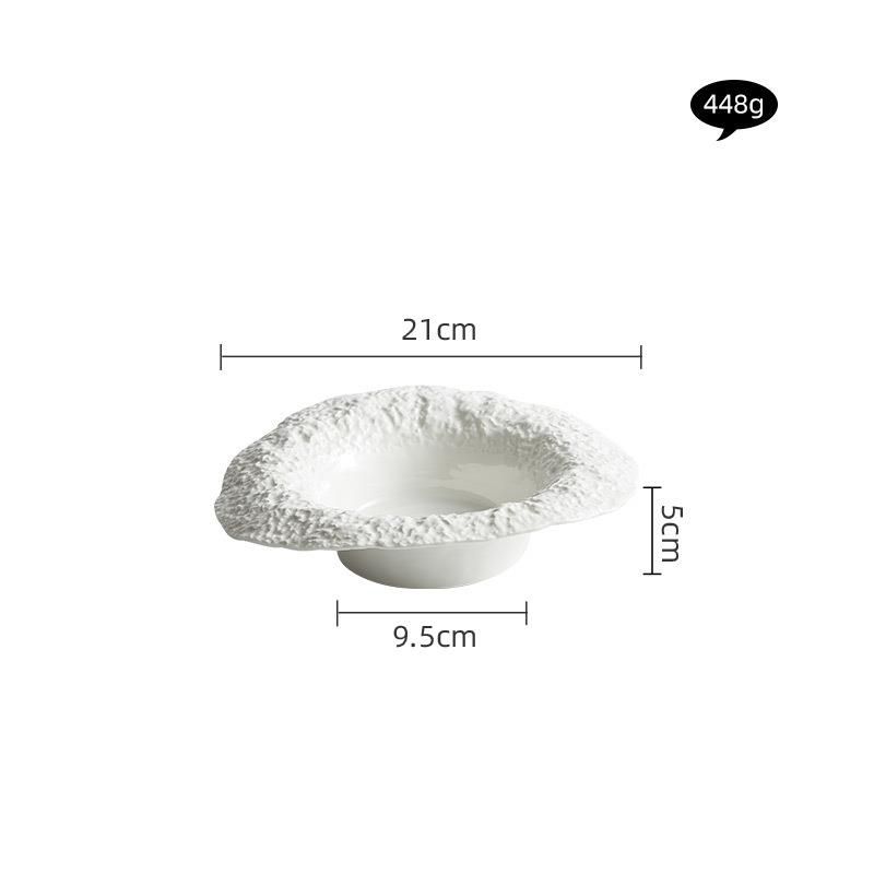 Rock Pattern Straw Hat Bowl Pasta Ceramic Salad Household Mushroom Soup Deep High-end Club Dinner Plate_maomaolike.com