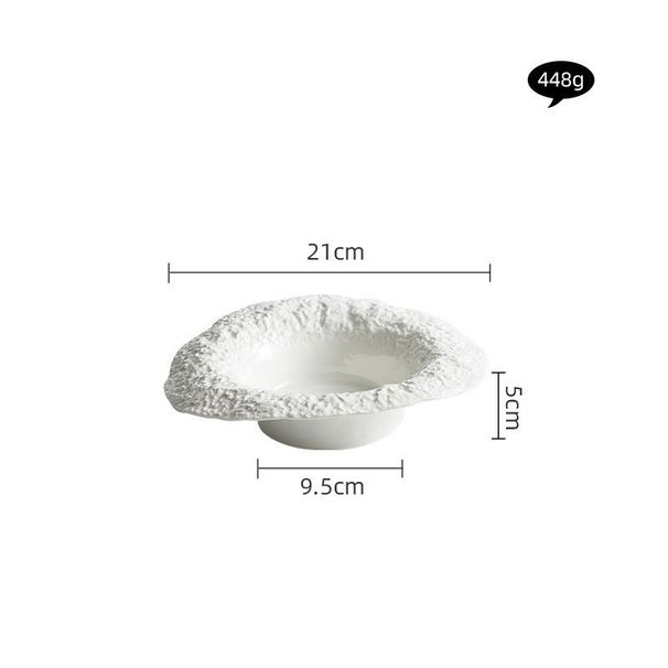 Rock Pattern Straw Hat Bowl Pasta Ceramic Salad Household Mushroom Soup Deep High-end Club Dinner Plate_maomaolike.com