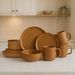 12-Piece Stoneware Dinnerware Sets With Mugs | Microwave & Dishwasher Safe | Non-Toxic Dinner Plates Bowls Set | Stackable Matte Glaze Kitchenware For 3_maomaolike.com