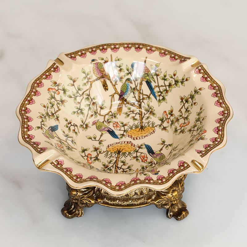 European Alloy Ceramic Ashtray, American Candy Tray, Tea Table, Small Fruit Dish, New Chinese Flower And Bird Decoration_maomaolike.com