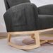 Modern Accent Rocking Chair Rocking Chair With Solid Wood Legs, Upholstered Nursery Glider Rocker, Comfy Armchair With Side Pocket, Living Room Lounge Arm Chair With High Backrest (Dark Grey,teddy)_maomaolike.com