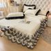 2025 New Skirt Three-Piece Set Kapok Crinkle Gauze French Double Layer Lace Princess Style Quilted Bed Sheet Single Piece Autumn_maomaolike.com