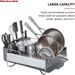 KitchenAid Large Capacity Full Size Rust Resistant Dish Rack With Angled Drain Board And Removable Flatware Caddy, Light Grey_maomaolike.com