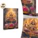 Vishnu Themed Painting Poster, Gilded Serene Oil Painting Style Poster, Four-armed Deity On Lotus With Warm Glowing Aura And Pink Lotus Blooms, Brings_maomaolike.com