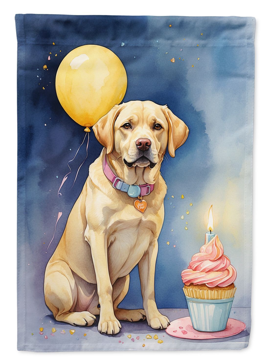 Yellow Labrador Retriever Happy Birthday House Flag Large Porch Sleeve Pole Decorative Outside Yard Banner Artwork Wall Hanging, Polyester, House Size, Multicolor_maomaolike.com