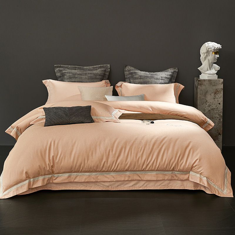 High-End Light Luxury Style 100S Long-Staple Four-Piece Set Thousand Frame Color Jacquard Full Pure Cotton Wide Edge Duvet Cover B_maomaolike.com