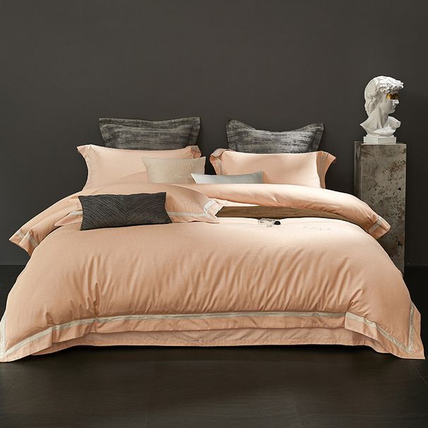 High-End Light Luxury Style 100S Long-Staple Four-Piece Set Thousand Frame Color Jacquard Full Pure Cotton Wide Edge Duvet Cover B_maomaolike.com