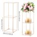 2 Pack 31.5 Inch Golden Flower Stand With 2-Layer Acrylic Pane Metal Flower Display Rack Tables Centerpieces Floor Geometric Column Vases For T-Stage Wedding Birthday Party Decorations_maomaolike.com