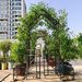 Metal Garden Arch With Gate With Planter W80.71*H97.24 Climbing Plants Support Rose Arch Outdoor Black_maomaolike.com