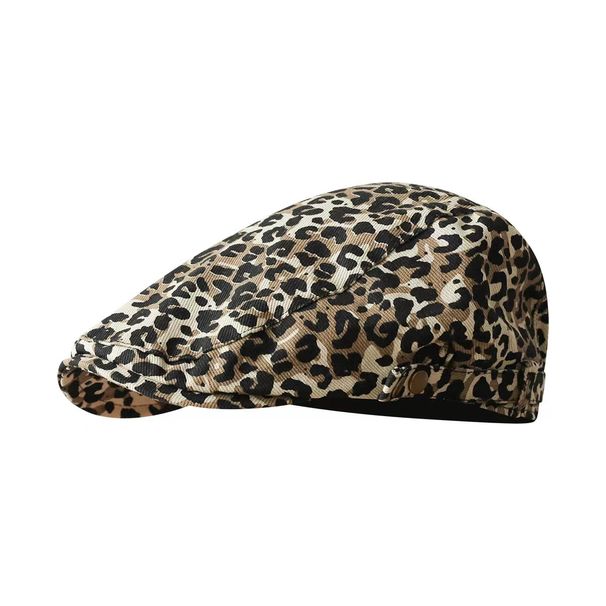 Hot Sale Ladies Retro Leopard Print Beret Hundred with Cowboy Painter Hat Literary Leisure Forward Street Trend Newsboy Cap_maomaolike.com