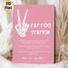 Tattoo Station Painting Poster, Soft Pink Minimalist White Skeleton Peace Hand & Instructional Text Poster, Clear Temporary Tattoo Application Guide_maomaolike.com