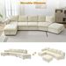 146.9" L-shaped Sofa Sectional Sofa Couch Pull-out Sofa Bed With A Movable Storage Ottoman, A Storage Chaise Lounge And Two USB Ports For Living Room_maomaolike.com