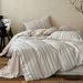 Wholesale INS Japanese Simple Linen Striped Pure Jacquard Four-Piece Wabi-Sabi Style Full Washed Cotton 4-Piece Set_maomaolike.com