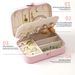 Portable Multi-Compartment Box With Velvet Lining - Travel-Friendly Pink Jewelry Organizer For Accessories_maomaolike.com