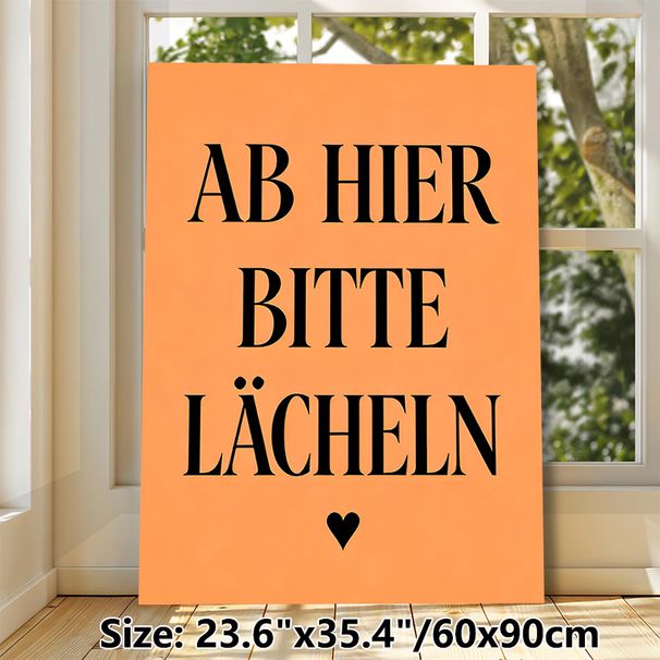 German Quote Painting Poster, Warm Orange Minimalist Typographic Poster, Cheerful Reminder To Spread Positivity, Ideal For Home, Office And Entryway_maomaolike.com