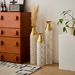 Mother's Day Gift Set - Gilded White 3D Relief Flower Metal Vase Set 24". 29". 32. 68 Height_maomaolike.com