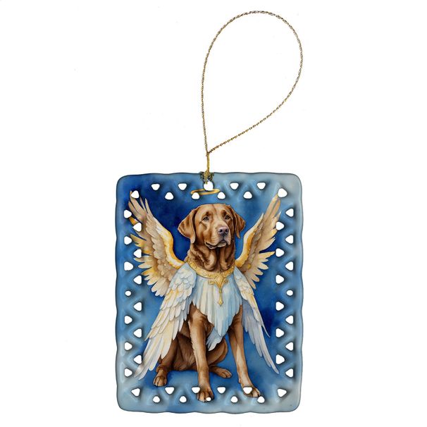 Chesapeake Bay Retriever My Angel Porcelain Ornament Christmas Tree Hanging Decorations For Home Christmas Holiday, Rectangle, Gift, Multicolor_maomaolike.com