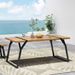 CREASION Modern Dining Table Made Of Acacia Wood Featuring Slat Design Perfect For Family Gatherings_maomaolike.com