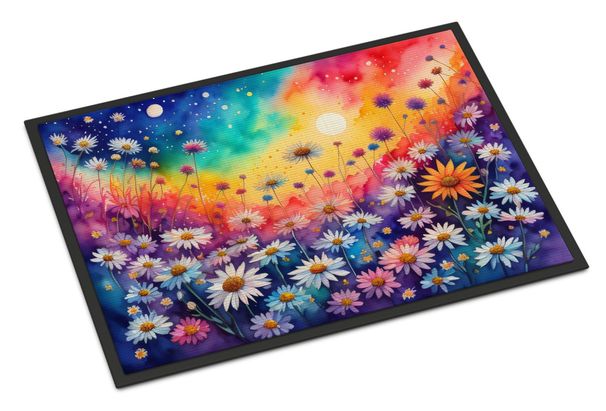 Asters In Color Doormat Front Door Mat Indoor Outdoor Rugs For Entryway, Non Slip Washable Low Pile, 24H X 36W_maomaolike.com