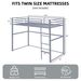 Metal Loft Bed Twin Size, Loft Bed Frame With Safety Guard Rails & Flat Ladder, Twin Loft Bed For Kids Teens Adults, Gray_maomaolike.com