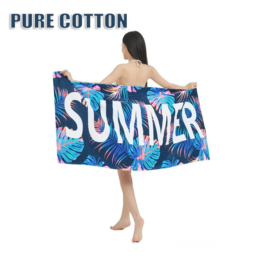 Pure Cotton Bath Towels Printing Cut Terry Dense Water Absorption Seaside Swimming Pure Cotton Beach Towel_maomaolike.com
