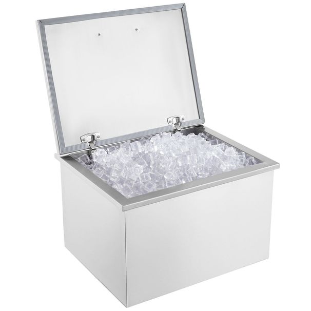 VEVOR 40Quart Drop In Ice Chest Ice Cooler Ice Bin Stainless Steel 20"x16"x14.6"_maomaolike.com