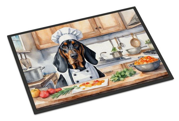 Black And Tan Coonhound The Chef Doormat Front Door Mat Indoor Outdoor Rugs For Entryway, Non Slip Washable Low Pile, 24H X 36W_maomaolike.com