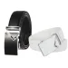 HOT New Arrival White & Black Men Belts Automatic Alloy Buckle Male Genuine Cowskin Leather Golf Belt Plus Size 130cm_maomaolike.com