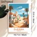 Djerba Tunisia Coastal Town Painting Poster, Bright Mediterranean Style Illustration Poster, Warm Coastal Town View Decor Ideal For Living Room_maomaolike.com