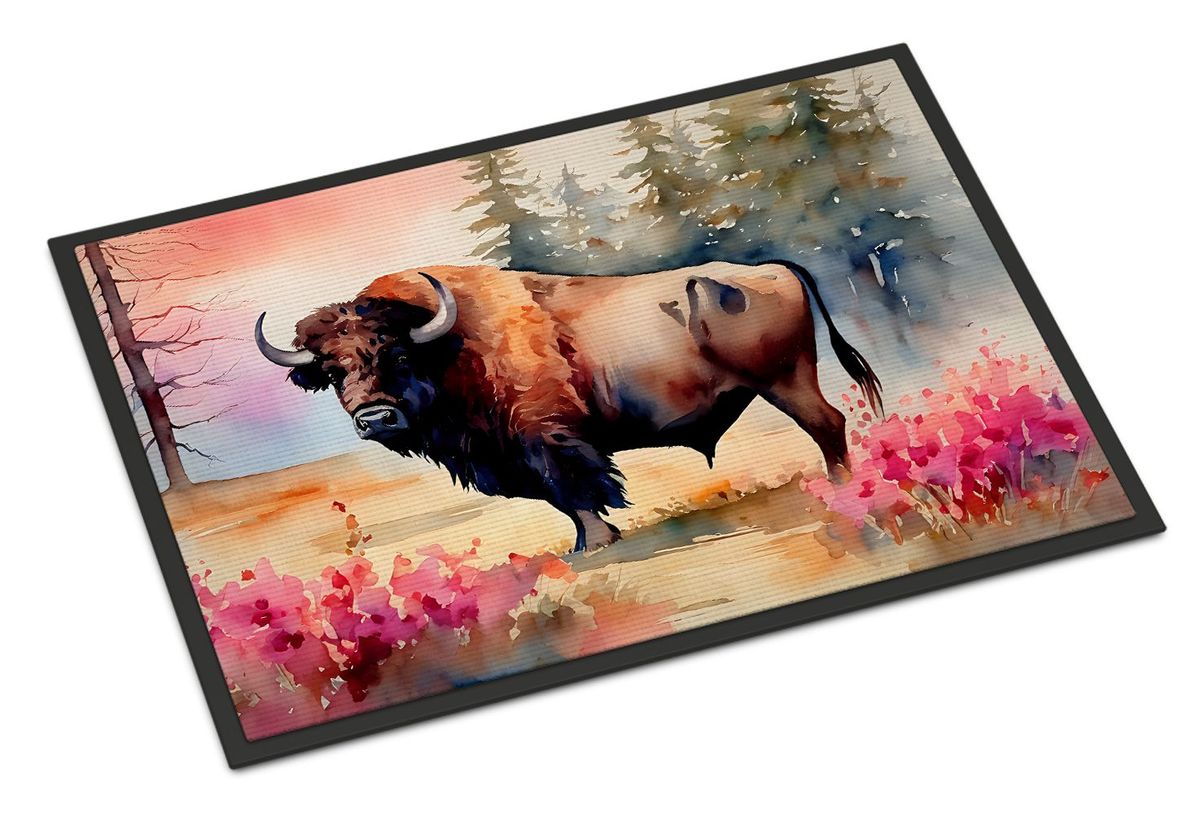 Wood Bison Doormat Front Door Mat Indoor Outdoor Rugs For Entryway, Non Slip Washable Low Pile, 24H X 36W_maomaolike.com