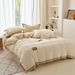 Maternity Grade Milk Duvet Cover Thickened Warm Double-Sided Velvet Single And Double Winter Bedding Solid Color Waffle Four-Piece_maomaolike.com