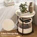 Round Side Table With Charging Station, 3-Tier End Table With Fabric Storage Bag And Shelf, Natural Wood_maomaolike.com