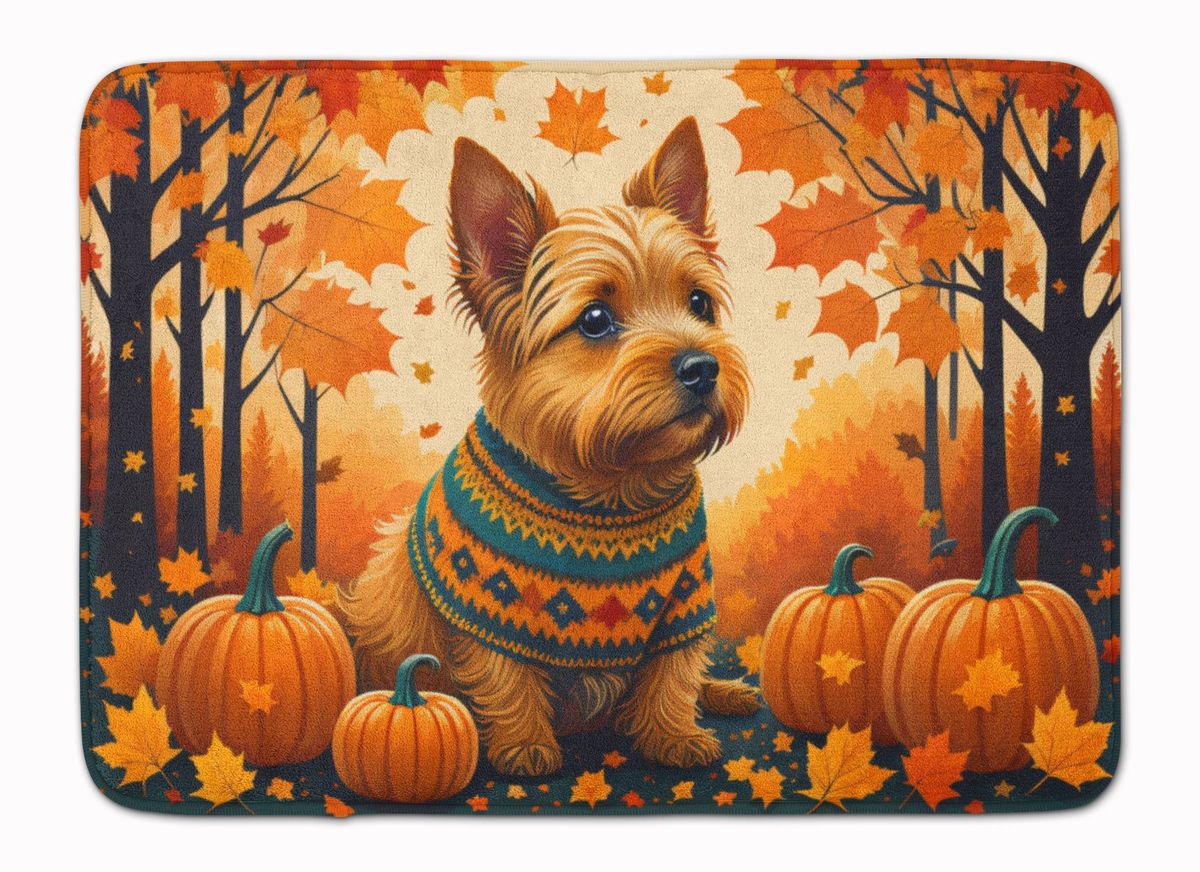Norwich Terrier Fall Memory Foam Kitchen Mat Machine Washable Anti-Fatigue Mat Cushion Comfort Bath Mat Or Kitchen Rug_maomaolike.com