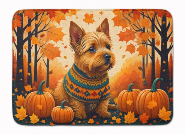 Norwich Terrier Fall Memory Foam Kitchen Mat Machine Washable Anti-Fatigue Mat Cushion Comfort Bath Mat Or Kitchen Rug_maomaolike.com