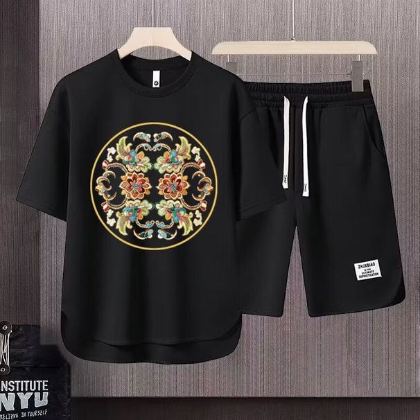 Men's Clothing 2024 Waffle Casual Summer Suit Men's Loose Teen Short sleeved T shirt Shorts Handsome Two piece Suit_maomaolike.com