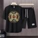 Men's Clothing 2024 Waffle Casual Summer Suit Men's Loose Teen Short sleeved T shirt Shorts Handsome Two piece Suit_maomaolike.com
