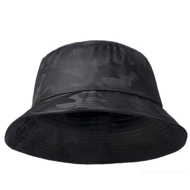 Hot Sale 2024 New Men Bucket Sun Double-sided Black Camouflage Hiking Climbing Fisherman Hip Hop Cap Cotton Male Fishing Hat_maomaolike.com