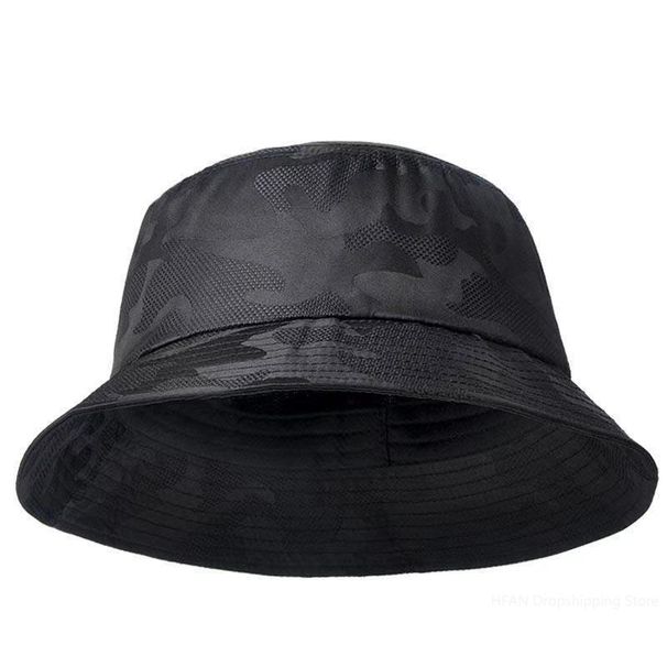 Hot Sale 2024 New Men Bucket Sun Double-sided Black Camouflage Hiking Climbing Fisherman Hip Hop Cap Cotton Male Fishing Hat_maomaolike.com