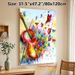 Violin & Butterfly Themed Painting Poster, Vibrant Watercolor Art Poster, Artistic Design With Colorful Violin, Flying Butterflies And Musical Notes_maomaolike.com