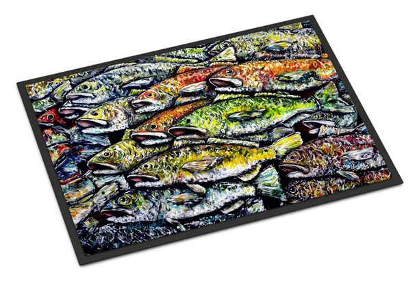 Wanna Be Fishin Doormat Front Door Mat Indoor Outdoor Rugs For Entryway, Non Slip Washable Low Pile, 24H X 36W_maomaolike.com