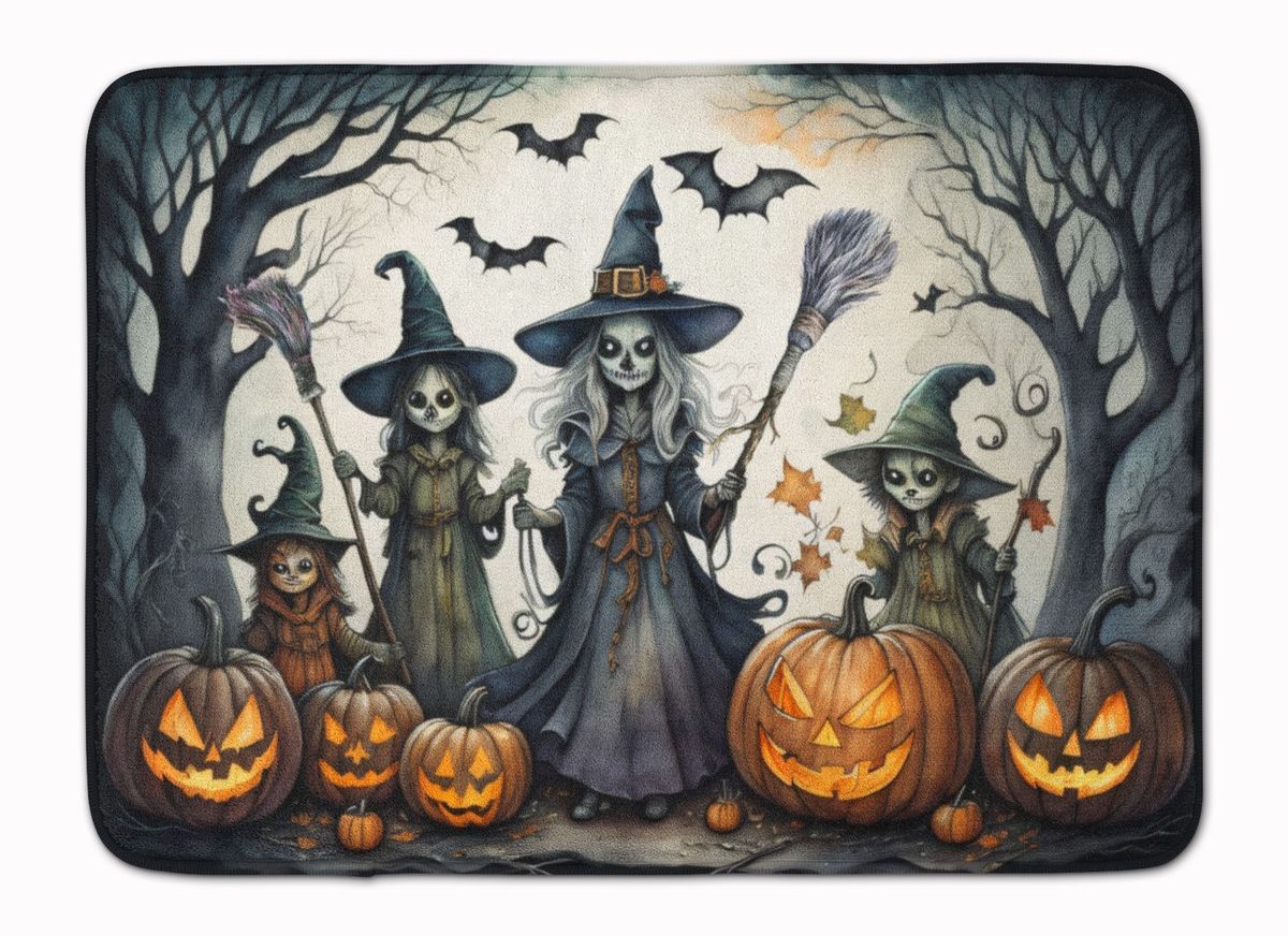 Witches Spooky Halloween Memory Foam Kitchen Mat Machine Washable Anti-Fatigue Mat Cushion Comfort Bath Mat Or Kitchen Rug_maomaolike.com