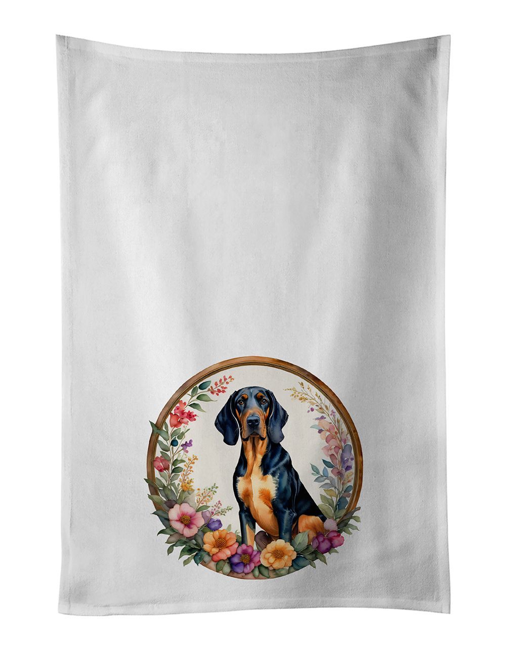 Coonhound And Flowers Kitchen Towel Set Of 2 White Dish Towels Decorative Bathroom Hand Towel For Hand, Face, Hair, Yoga, Tea, Dishcloth, 19 X 28", White_maomaolike.com