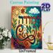 Decorative Script Painting Poster, Vibrant Folk Art Style Poster, Colorful Swirling Script Paired With Sun, Clouds & Floral Motifs, Charming Wall_maomaolike.com