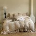 Princess Style French High Weight Linen Crinkle Yarn Lace Four-Piece Set Single Duvet Cover_maomaolike.com