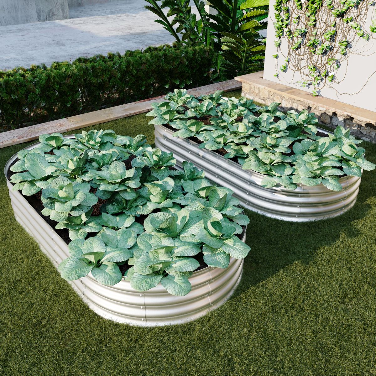 2Pcs 6x3x1ft Raised Garden Bed Kit, Galvanized Planter Raised Garden Beds For Outdoor For Vegetables,Flowers &Herbs, Heavy Duty, Rust-Resistant, Easy Assembly_maomaolike.com