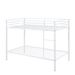 Metal Bunk Bed Twin Over Twin, Low Profile Bunk Bed Frame WithBuilt-in Ladder, High Guardrail And Metal Slats, Space-Saving Twin Size Bed Frame For Kids Teens, No Box Spring Required, White_maomaolike.com