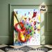 Violin & Butterfly Themed Painting Poster, Vibrant Watercolor Art Poster, Artistic Design With Colorful Violin, Flying Butterflies And Musical Notes_maomaolike.com