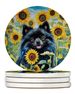 Pomeranian In Sunflowers Large Sandstone Coasters Pack Of 4 Absorbent Round Coasters Decor Gifts For Men Or Women, 4 In, Multicolor_maomaolike.com