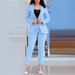 Women's Clothing solid color slim fit casual fashion waist double breasted two piece suit_maomaolike.com